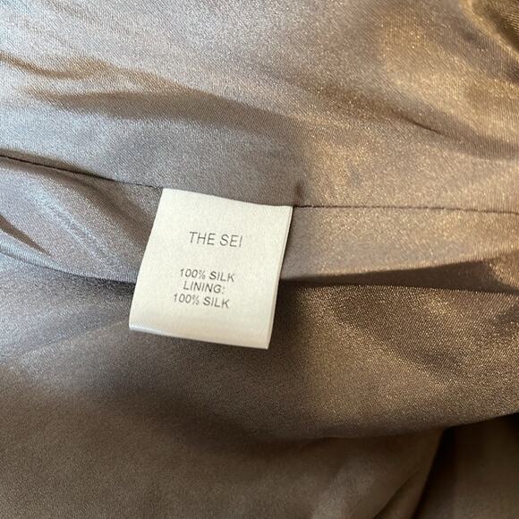 The Sei Cutout Ruched Silk Smog Gray Midi Dress Size 4 - Picture 8 of 8